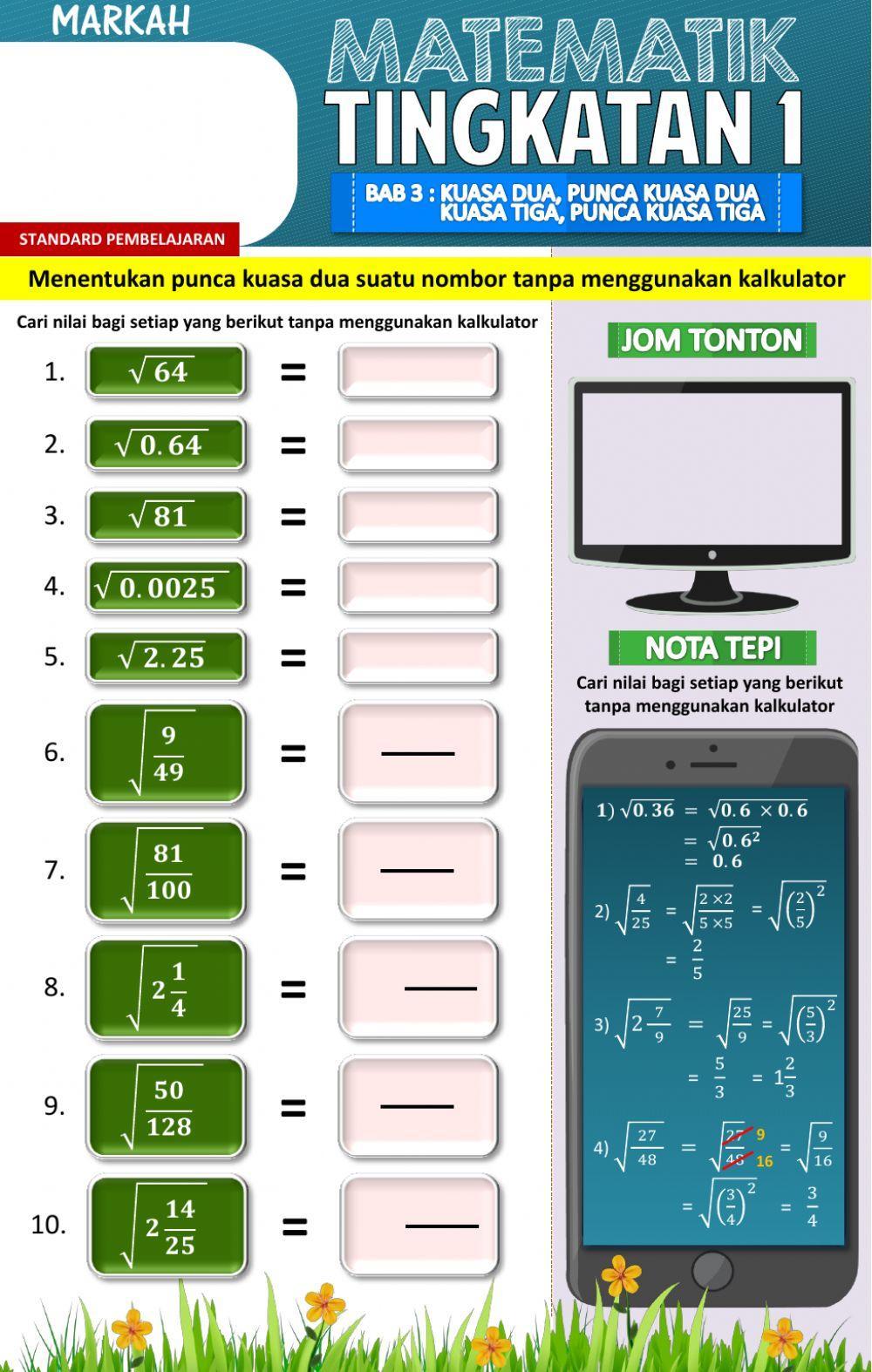 Menentukan punca kuasa dua suatu nombor tanpa menggunakan kalkulator