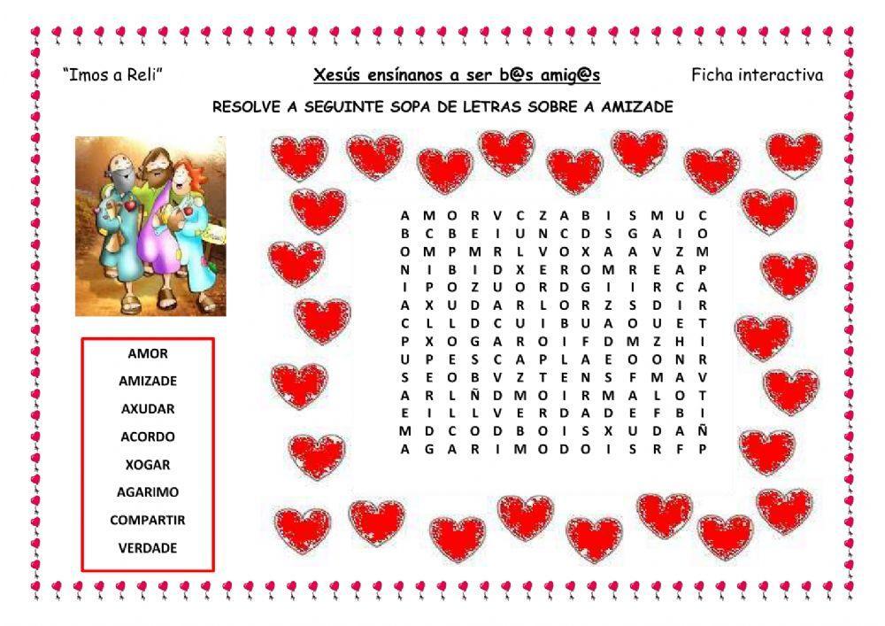 Sopa de letras amizade