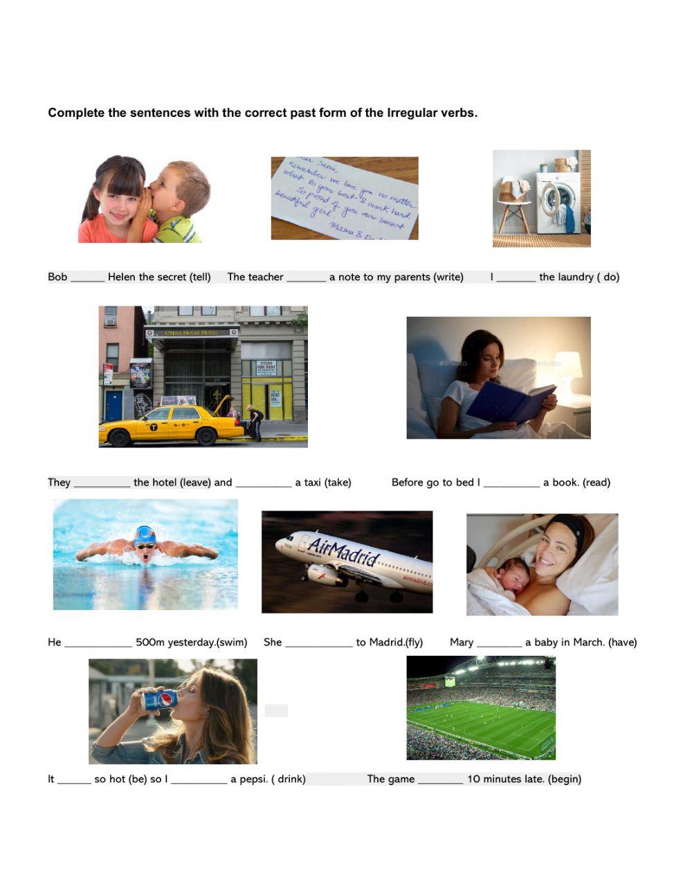 Irregular verbs simple past sentences