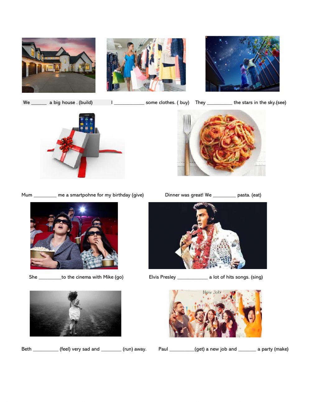 Irregular verbs simple past sentences