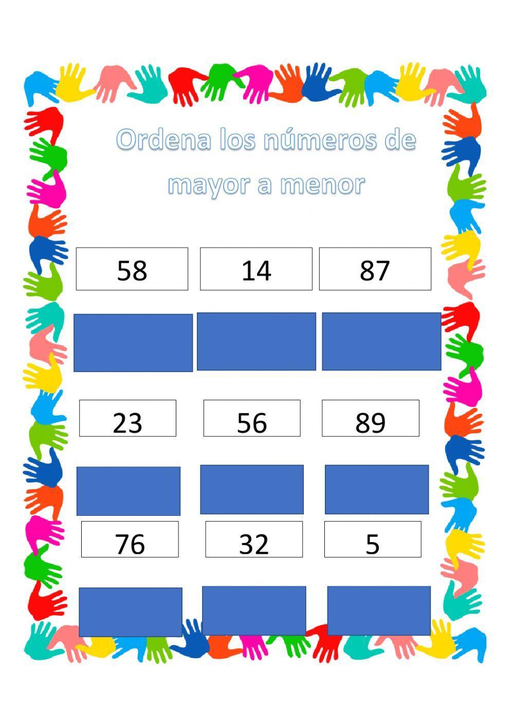 Ordena del mayor al menor hasta el 100