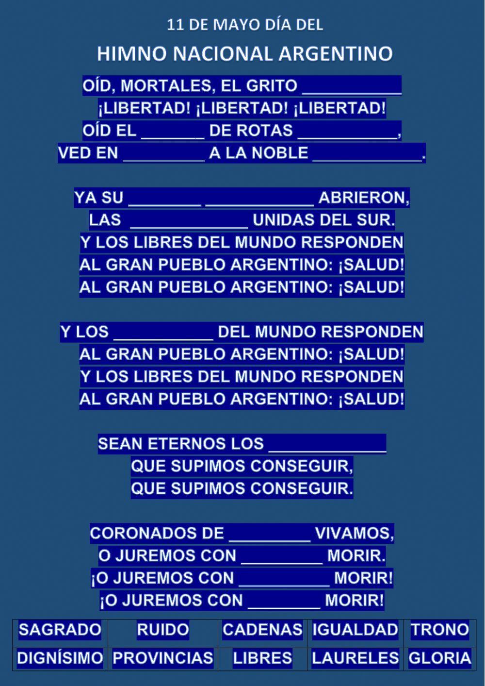11 DE MAYO DÍA DEL HIMNO NACIONAL ARGENTINO
