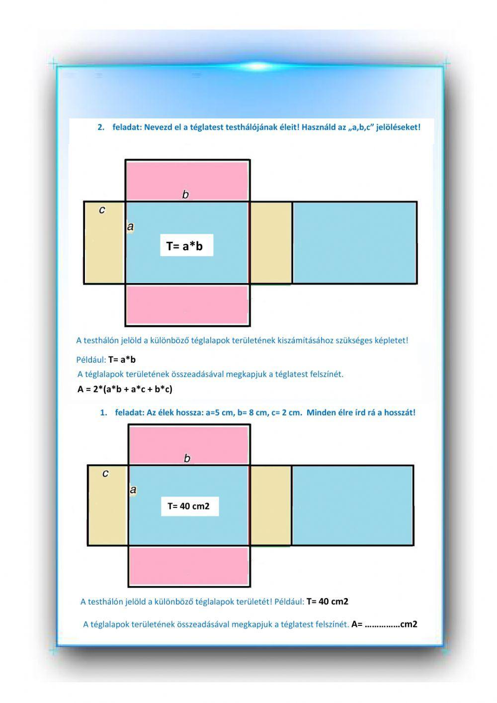 Téglatest felszíne