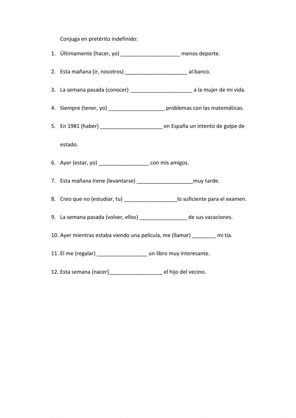 Preterito indefinido