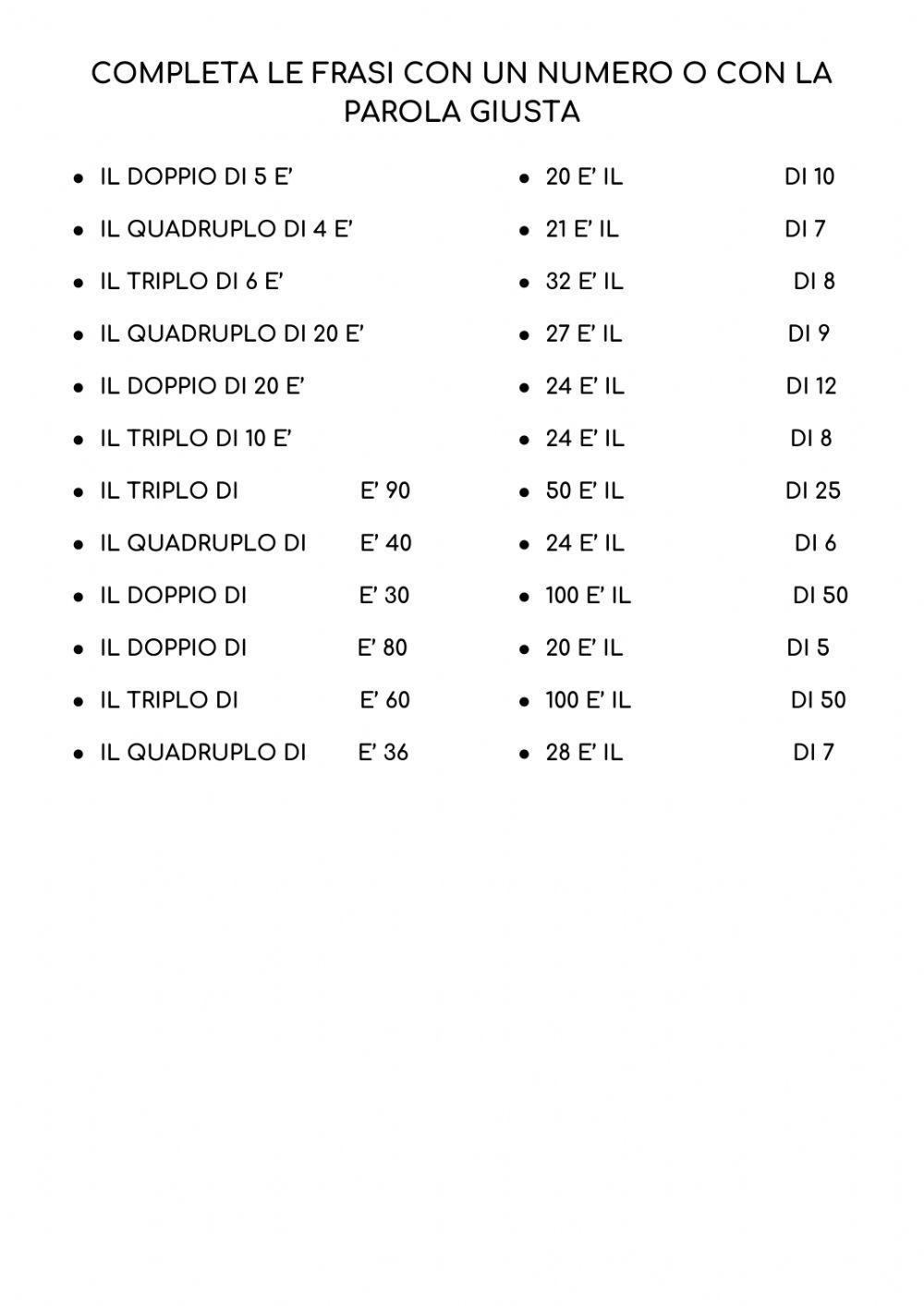 Doppio, triplo e quadruplo