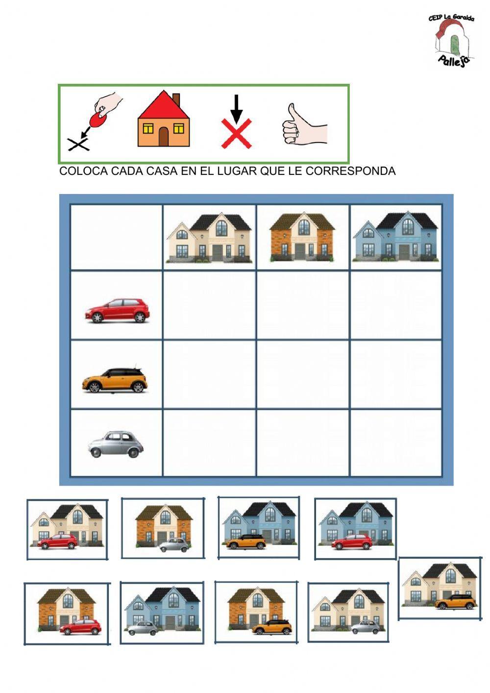 Cuadro doble entrada, casas-coches