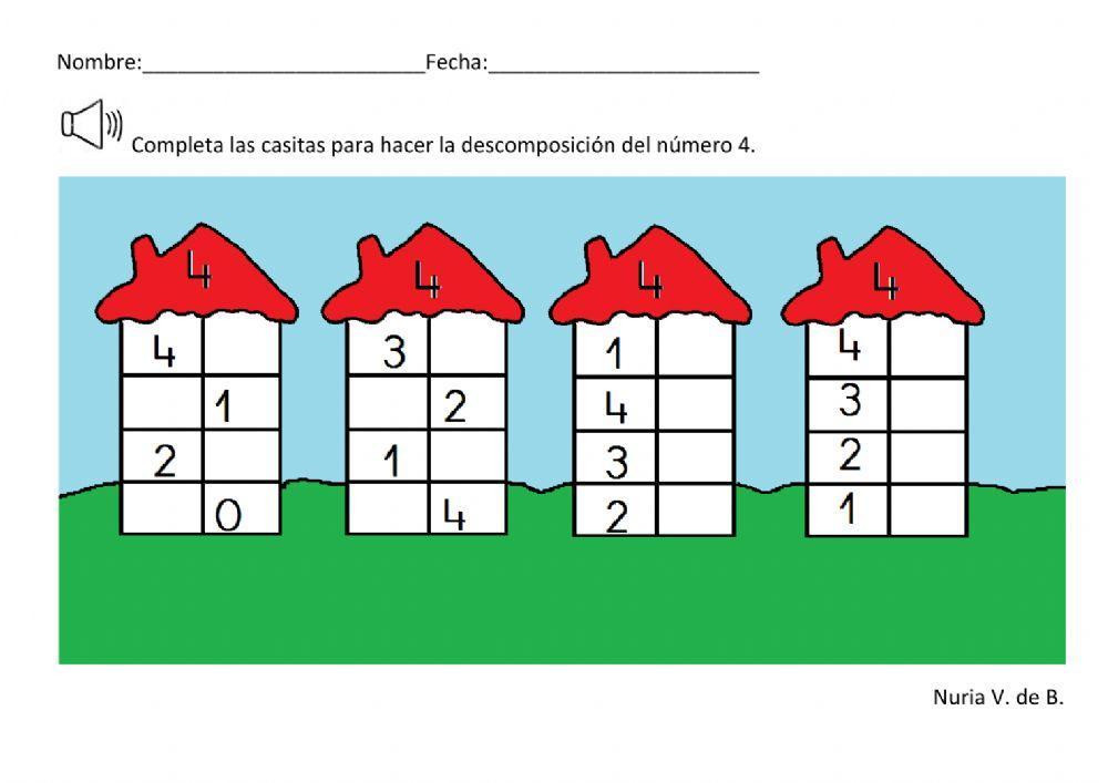 La descomposición del número 4