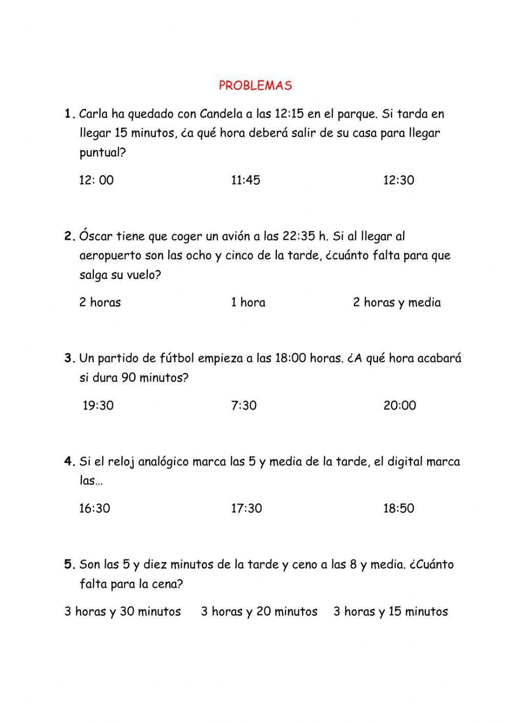 Problemas de horas