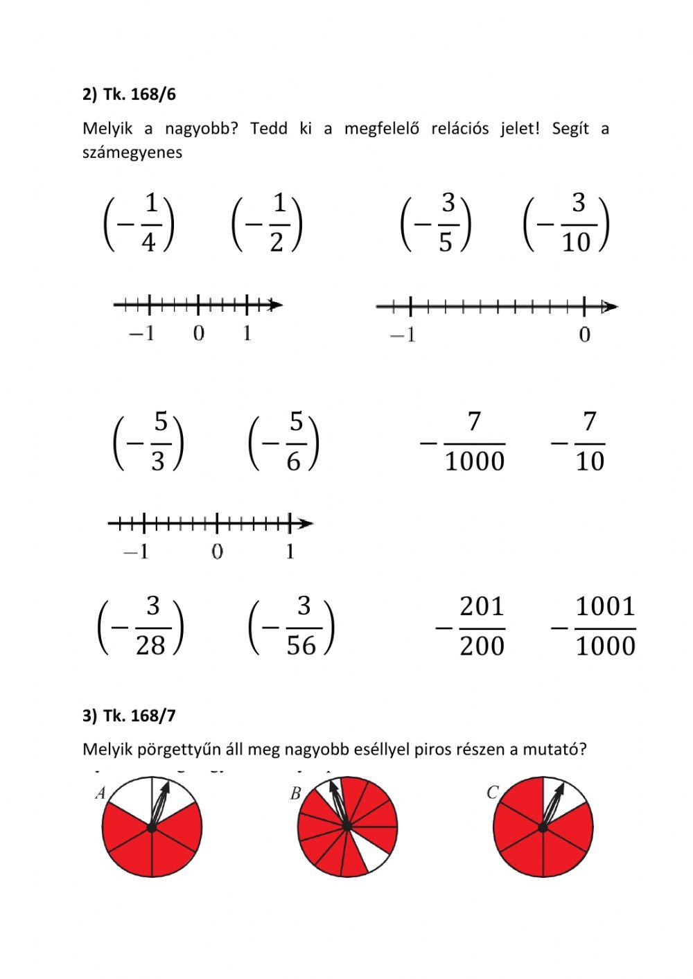 Törtek összehasonlítása