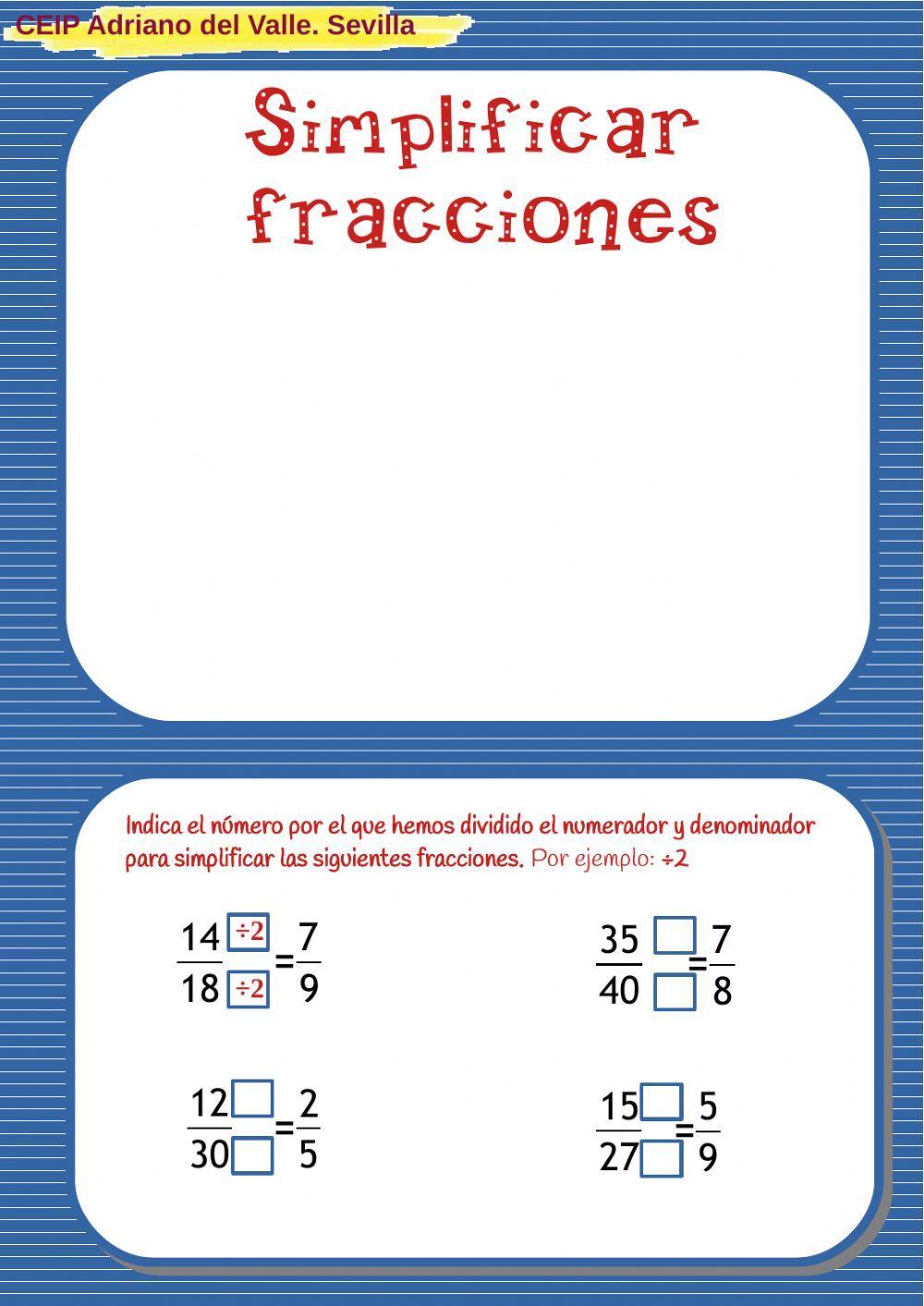 Simplificación de fracciones