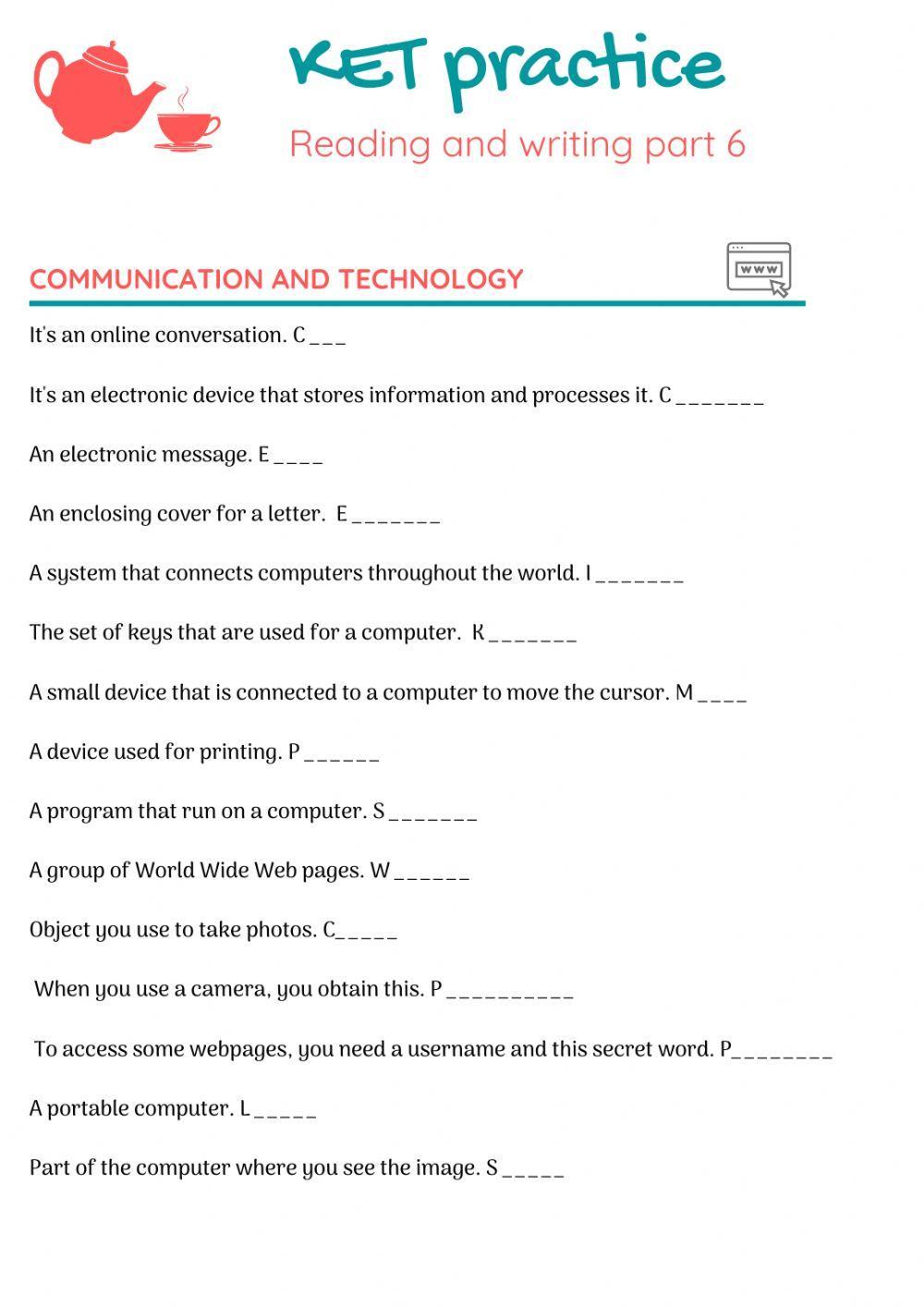 KET - Reading & Writing part 6