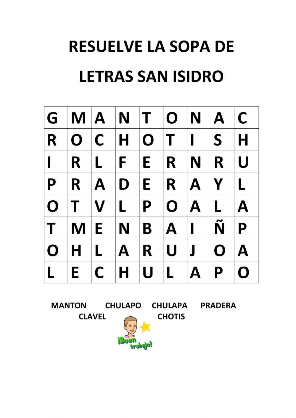 Sopa de letras San Isidro