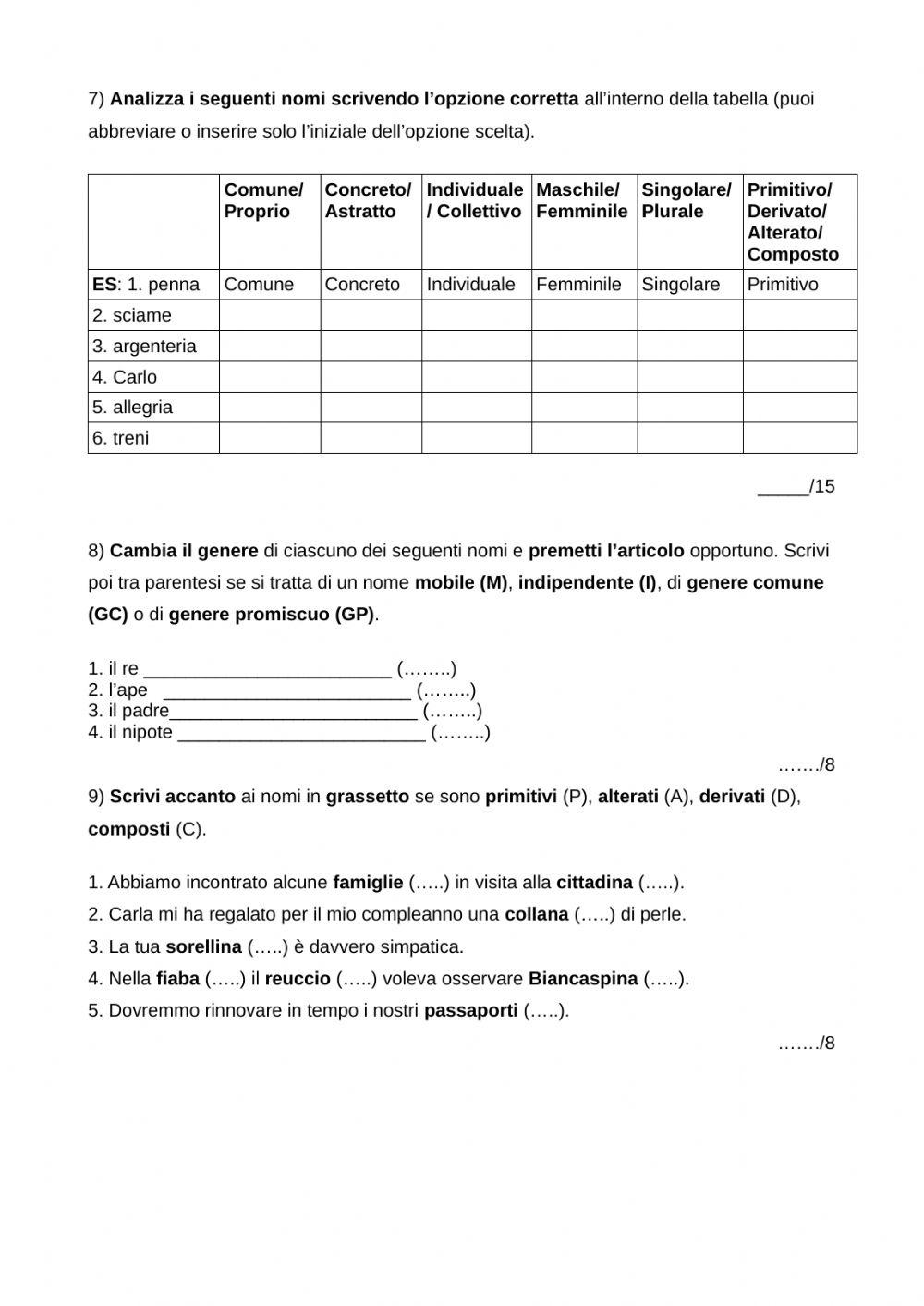 Analisi grammatica articolo e nome (1)