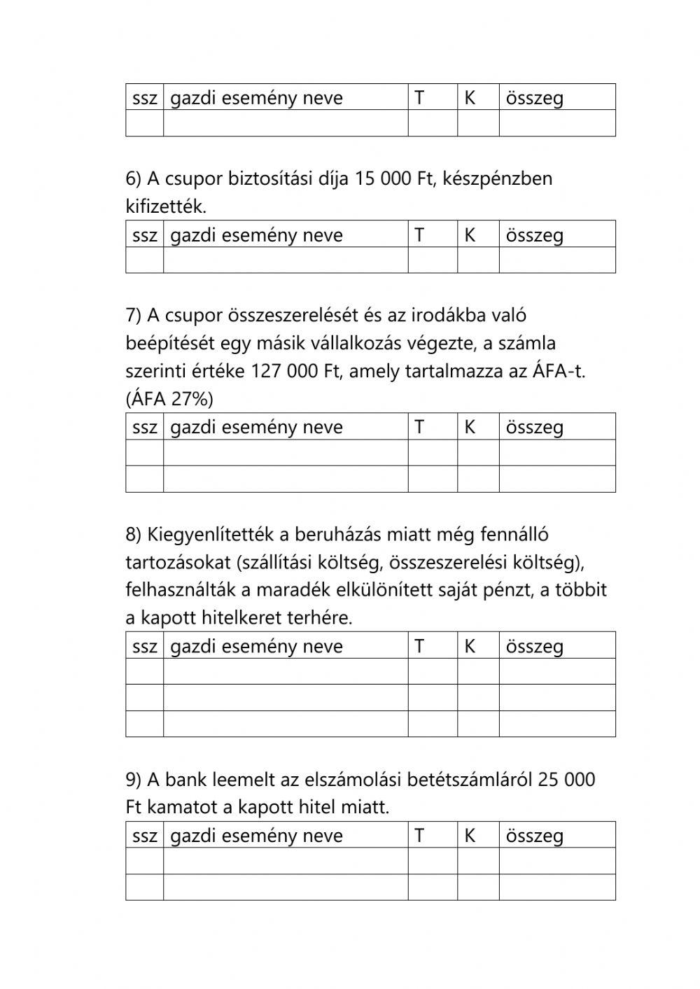 Tárgyi eszköz beszerzés