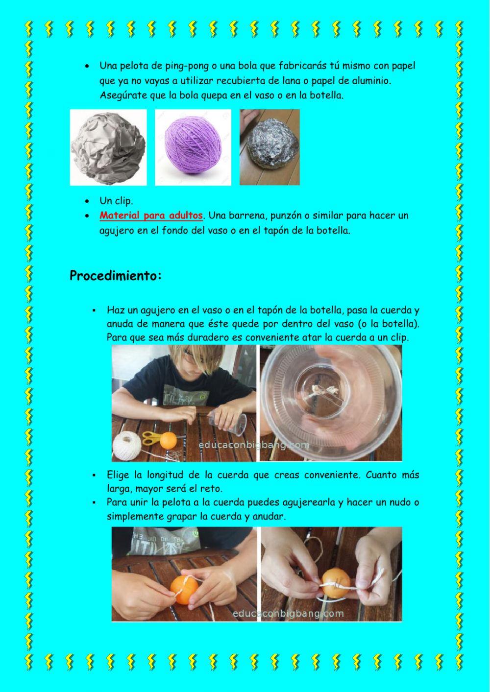 Mete la bola. Juego casero