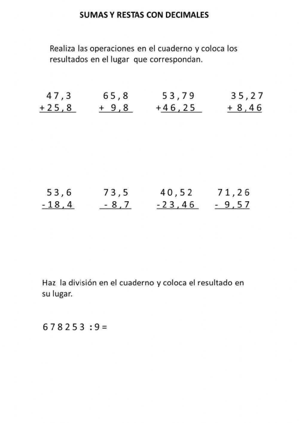 Operaciones decimales