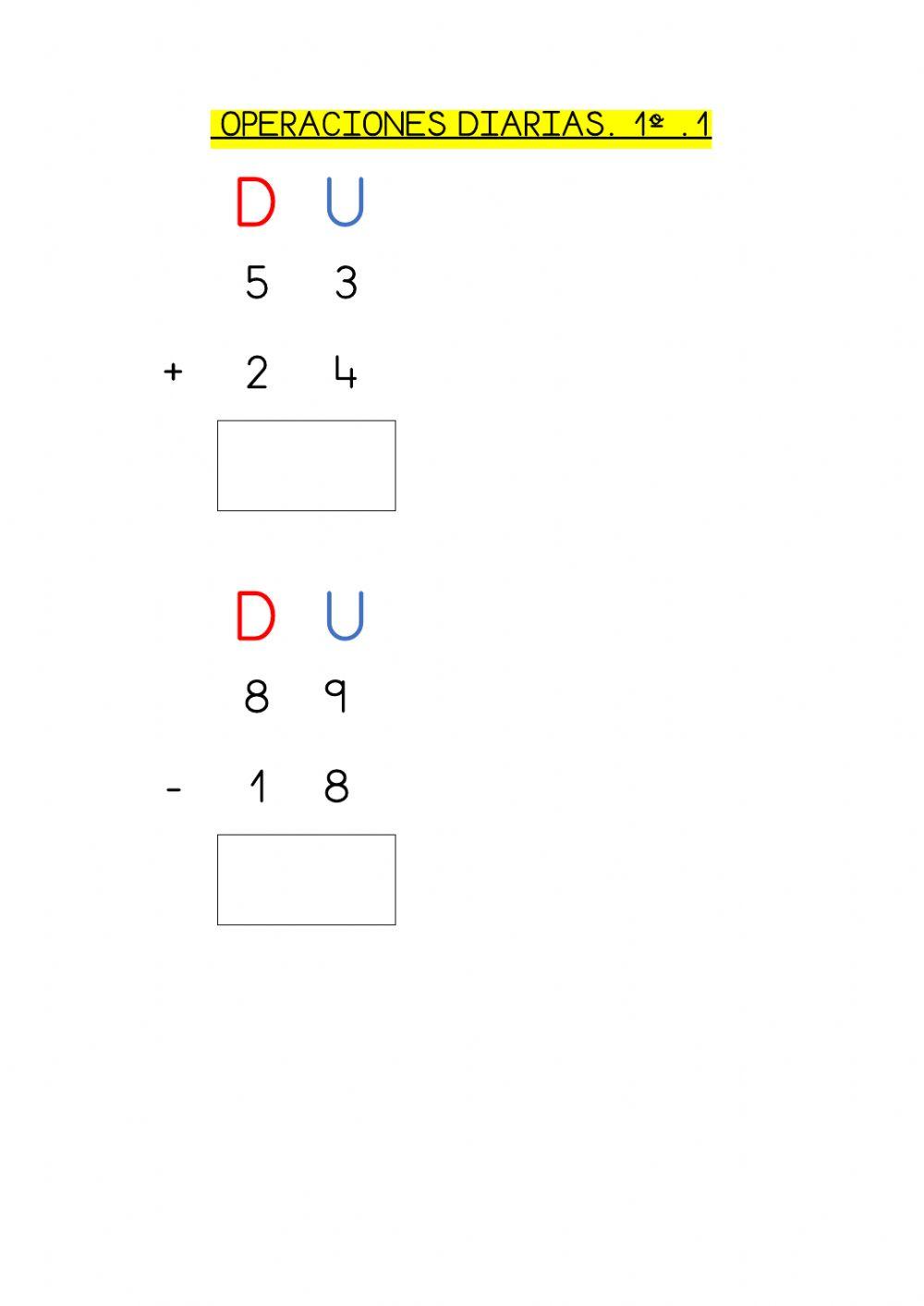 Operaciones diarias 1º