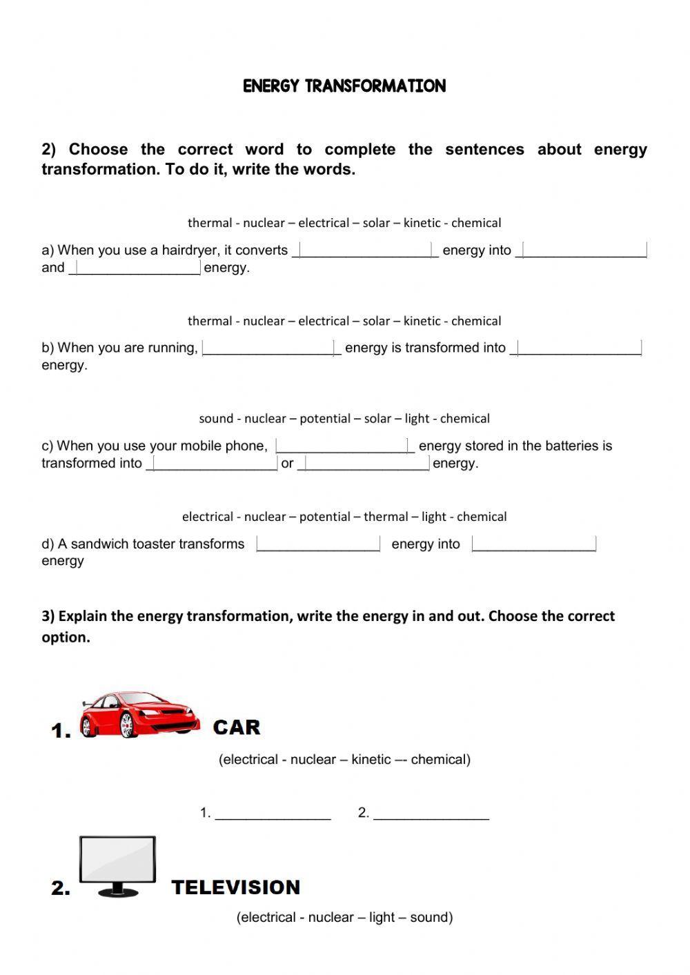 Revision Unit 4 Energy worksheet
