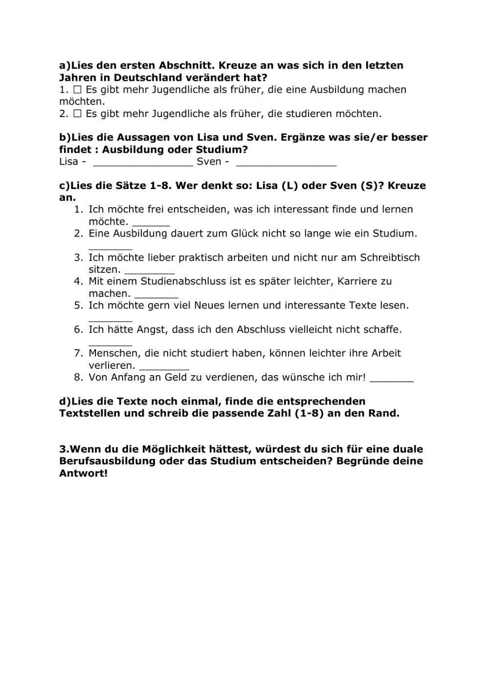 Ausbildun oder Beruf?