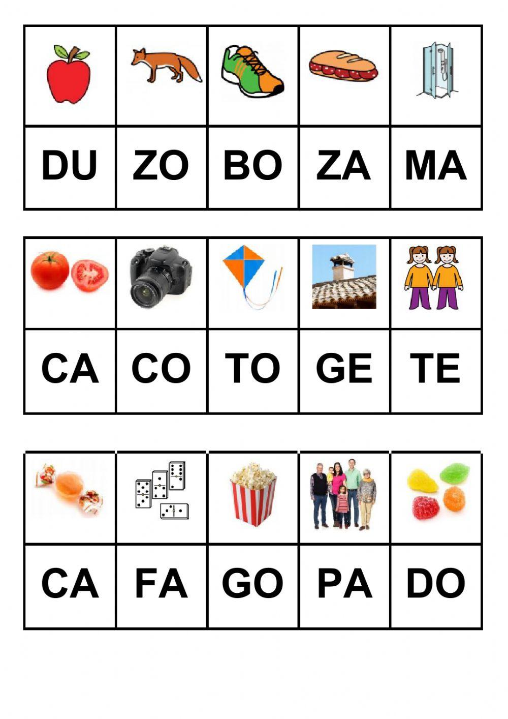 Unir palabra con sílaba