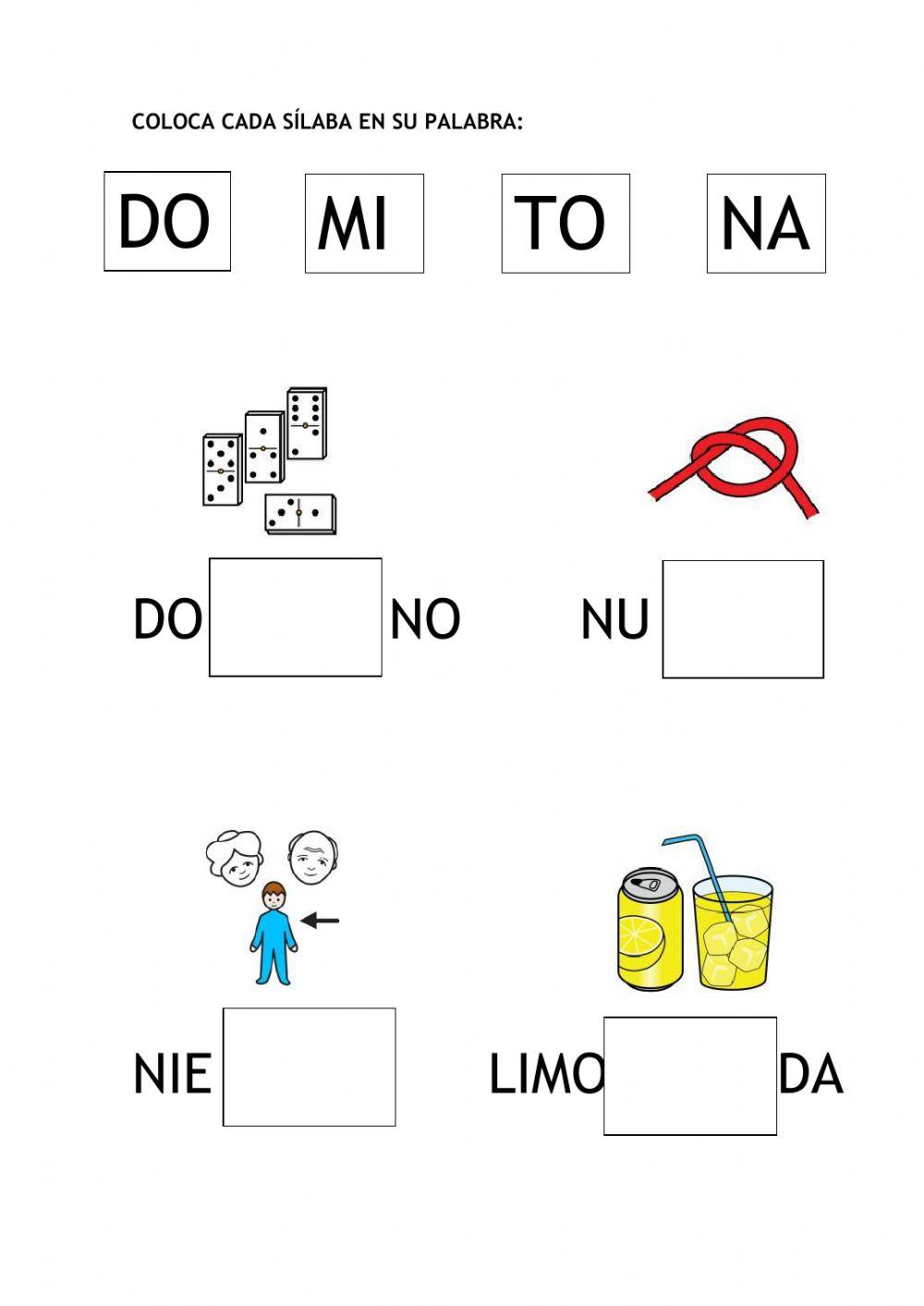 Ejercicios lectoescritura silábica
