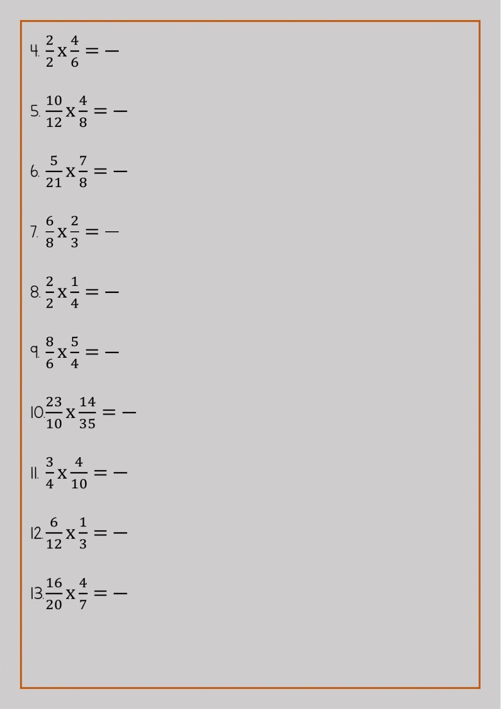 Multiplicación de fracciones