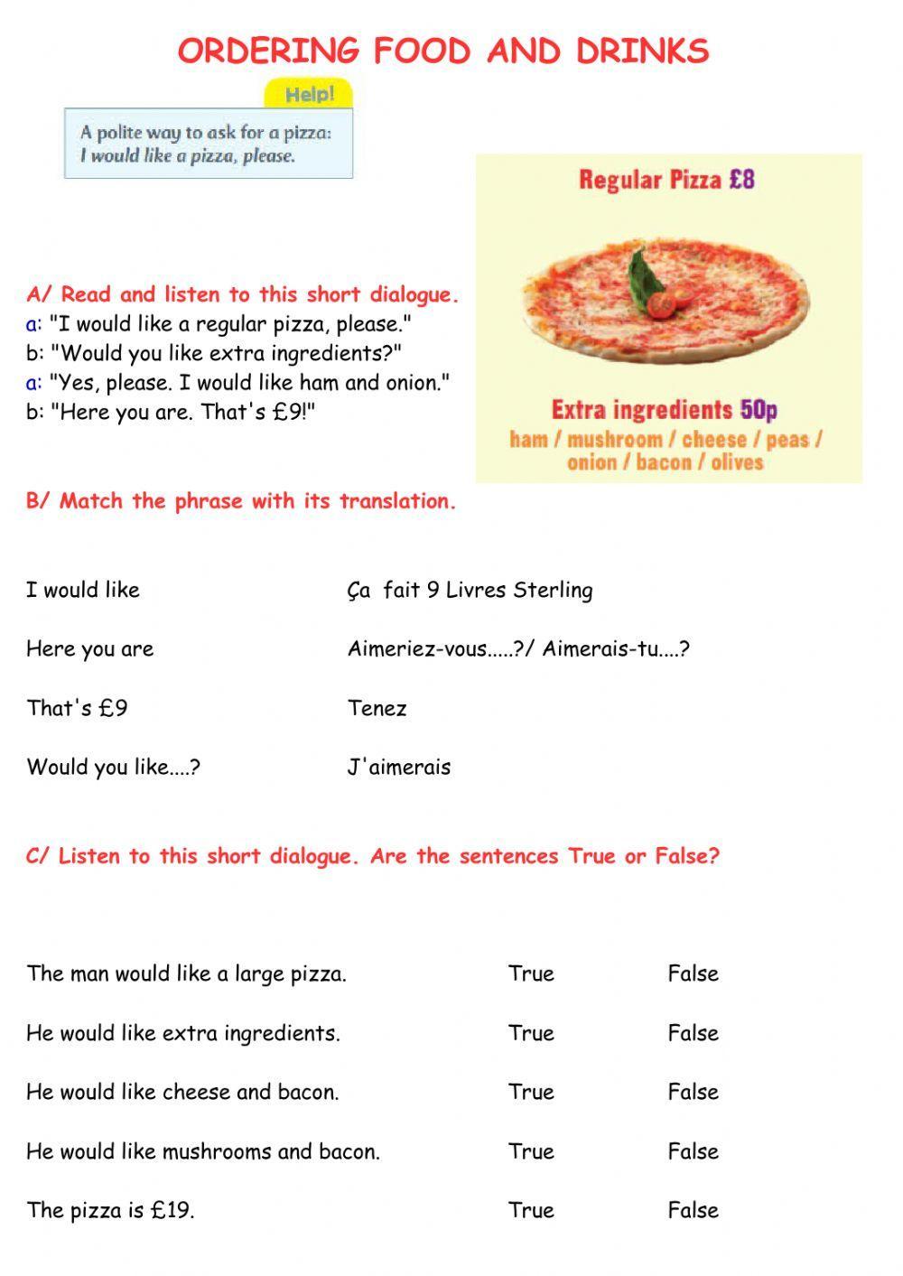 ORDERING FOOD AND DRINKS