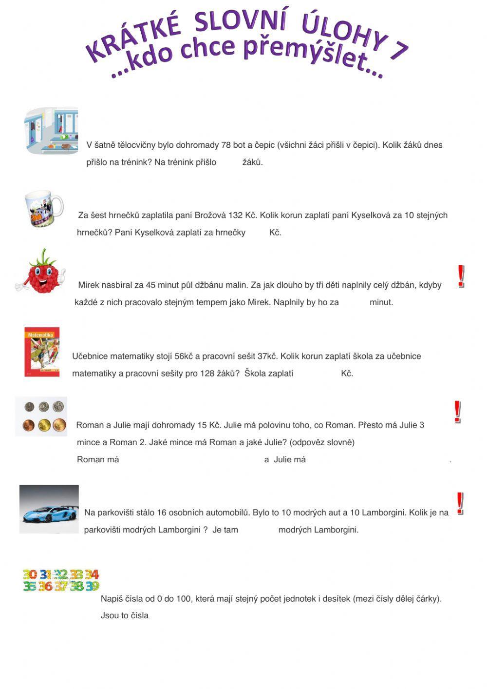Krátké slovní úlohy 7