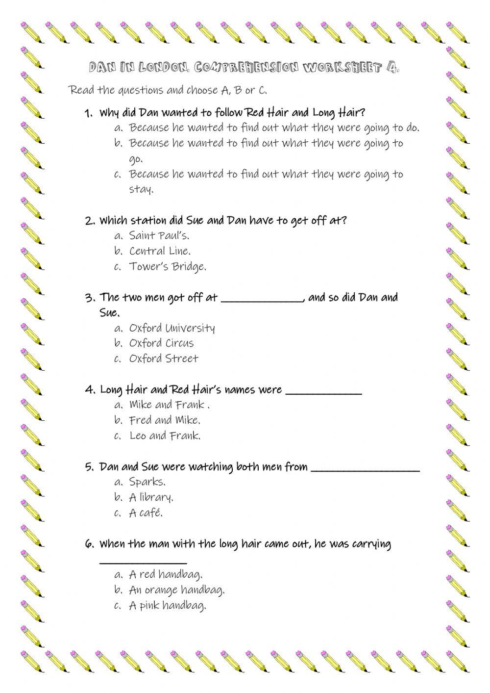 Reading comprehension 4: dan in london