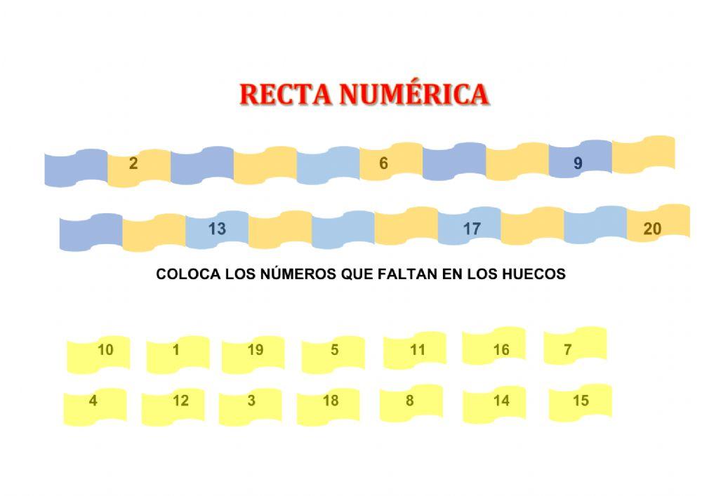 Recta numérica 1 al 20