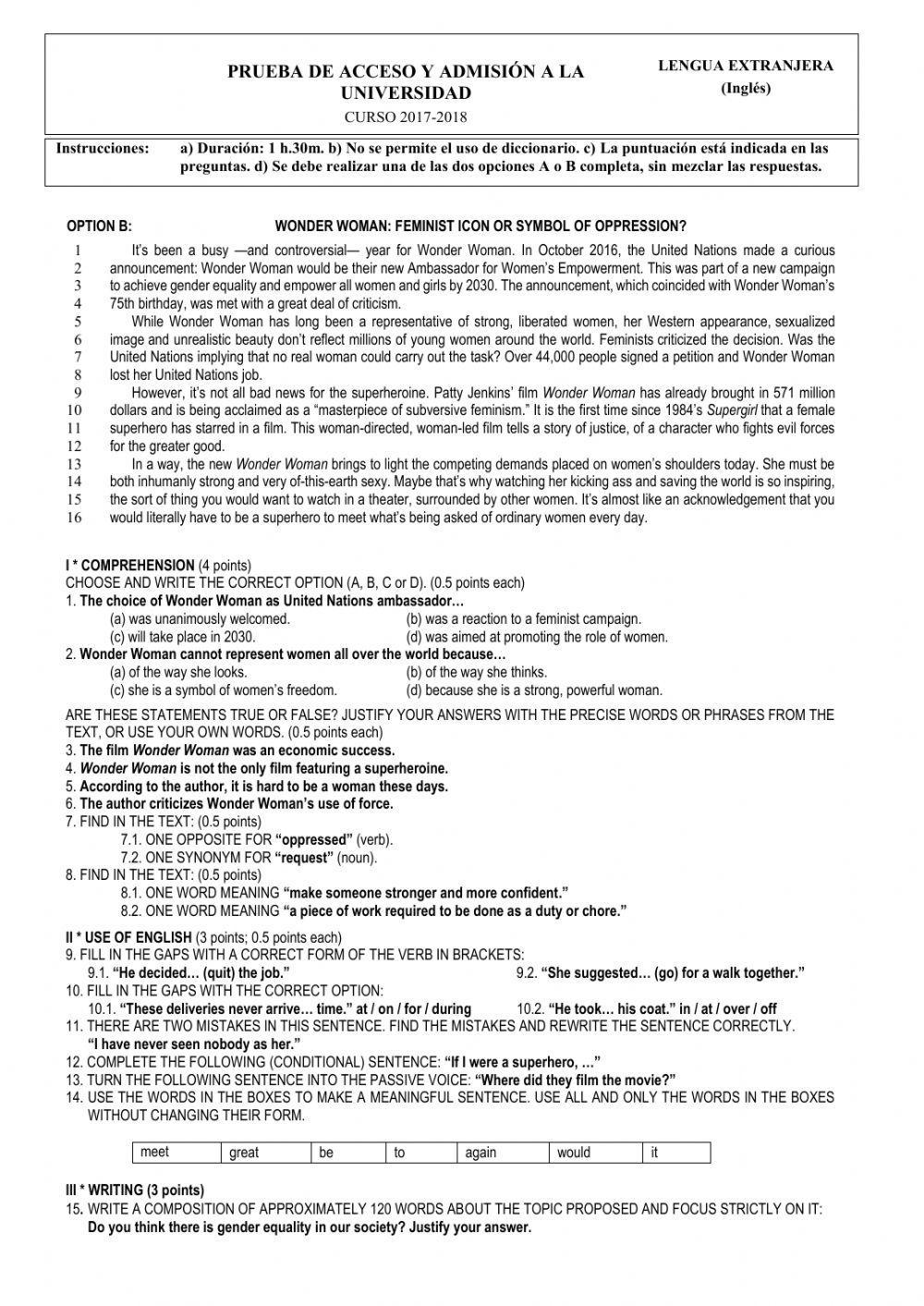 2º BACHILLERATO SELECTIVIDAD ORTHOREXIA