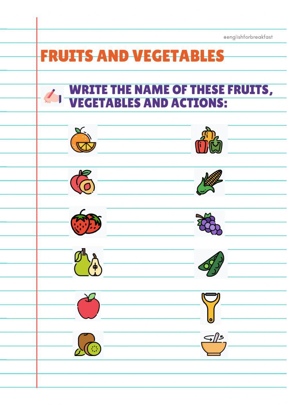 Fruits and Vegetables Vocabulary worksheet