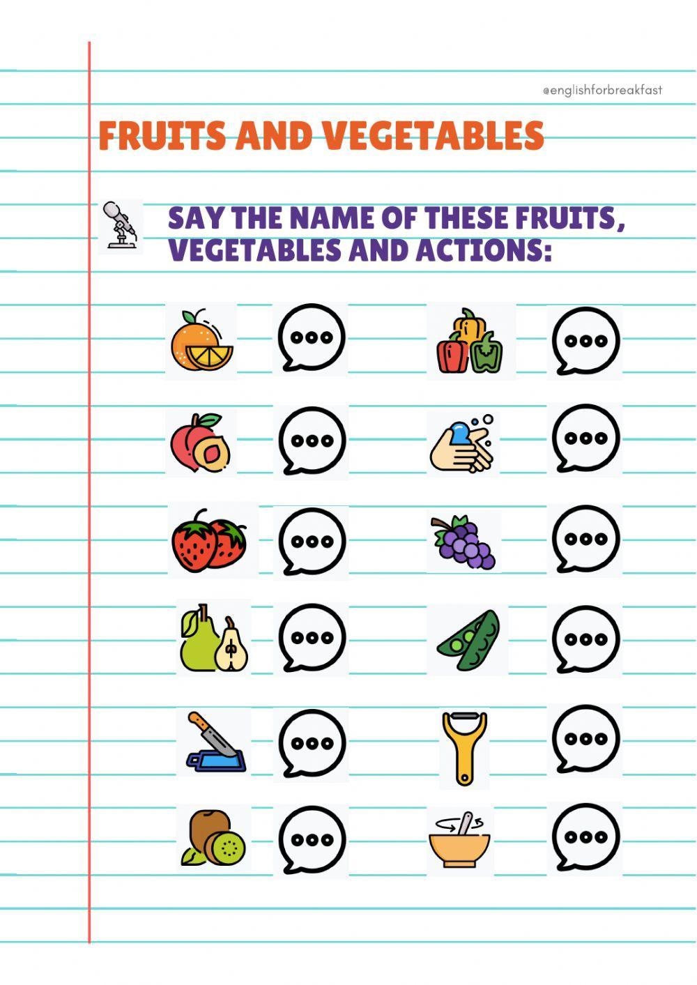 Fruits and Vegetables Vocabulary worksheet