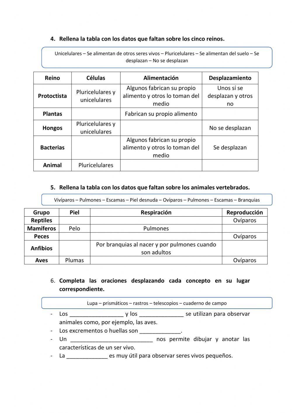 Control ud 2 naturales: los cinco reinos. los hongos