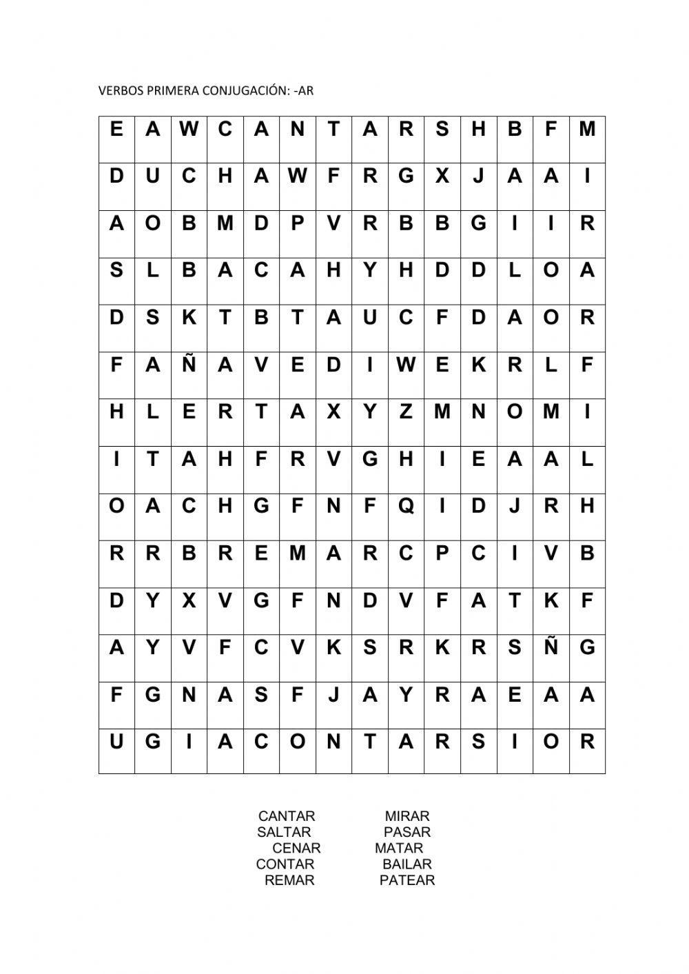 Sopa de letras VERBOS