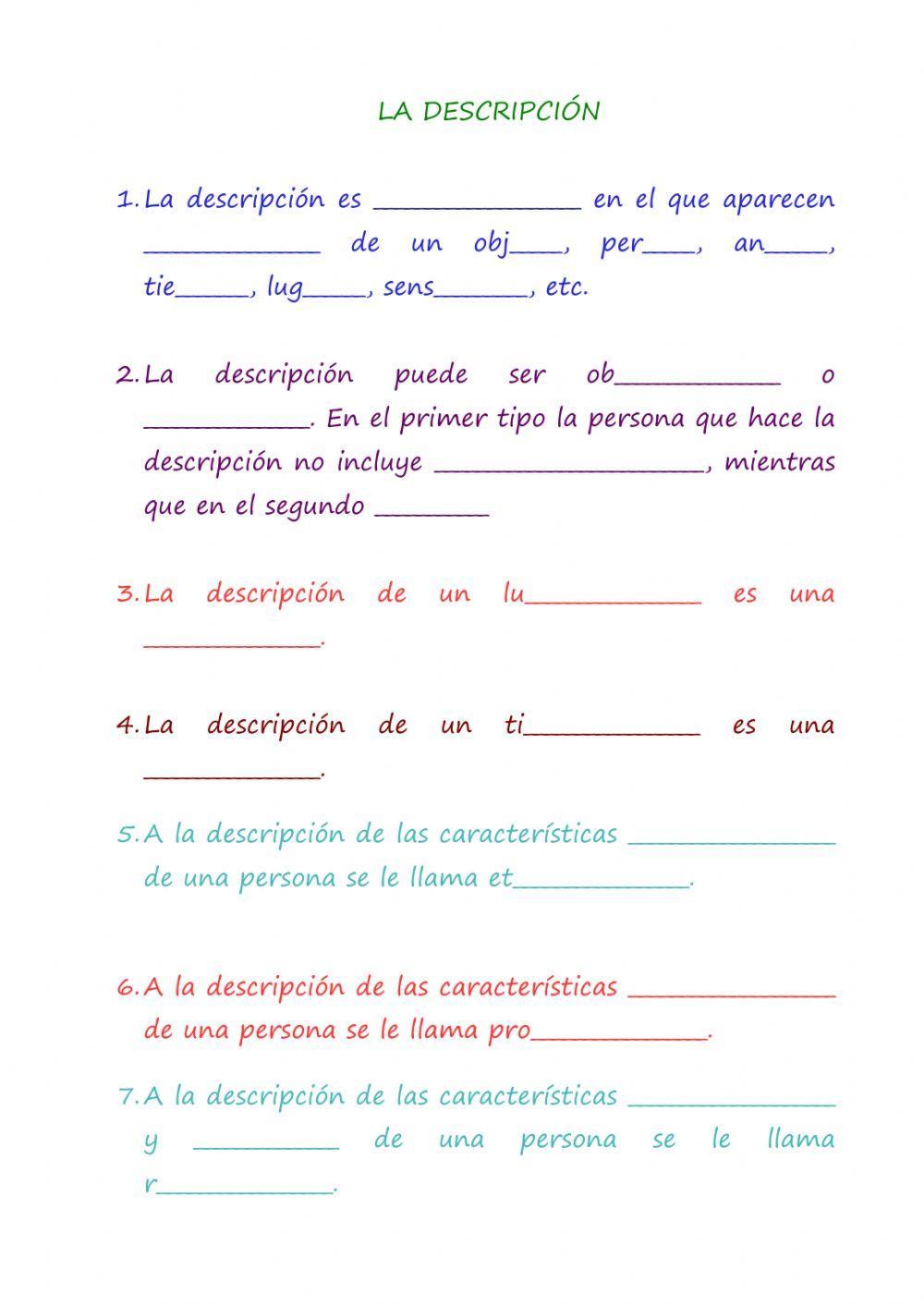 La descripción La descripción