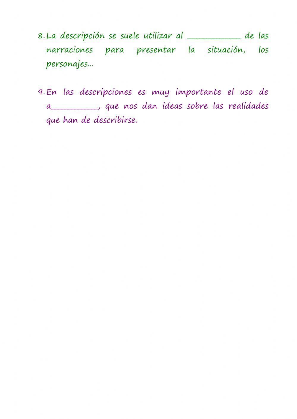 La descripción La descripción