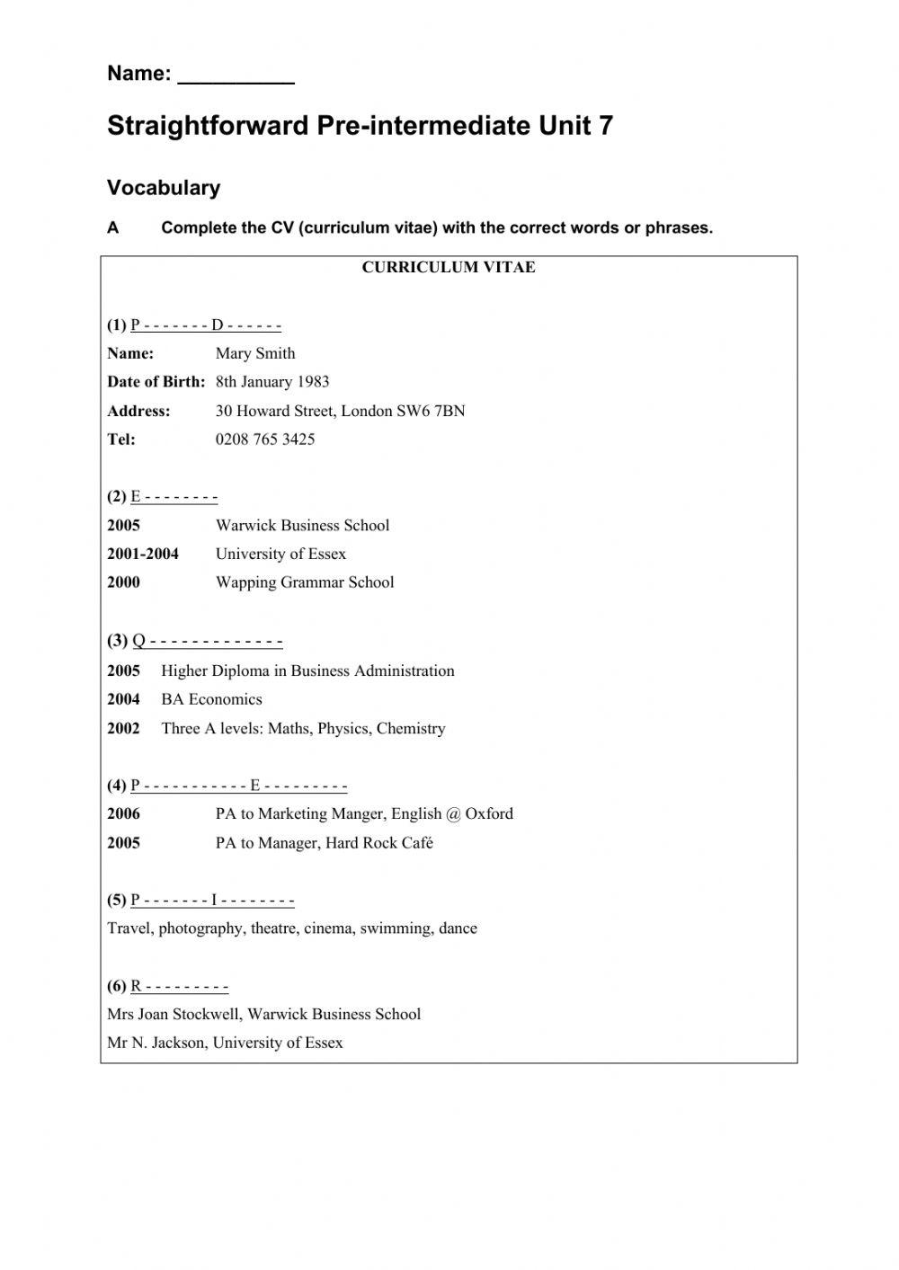 Test Unit 7, 8 Straightforward