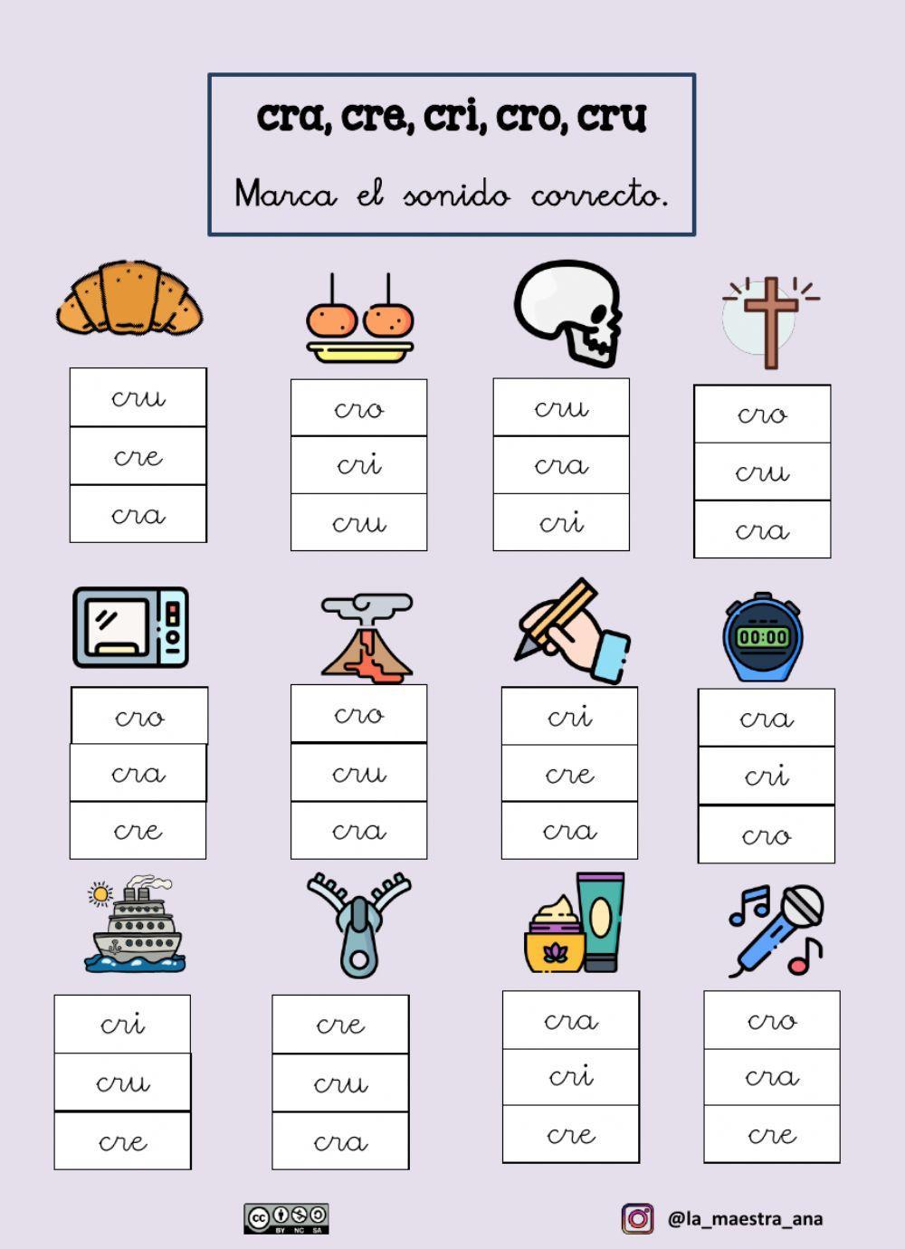 Trabadas cra, cre, cri, cro, cru Trabadas cra, cre, cri, cro, cru