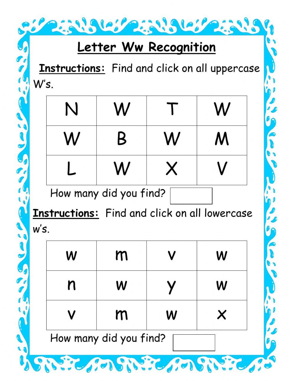 Letter Ww Recognition