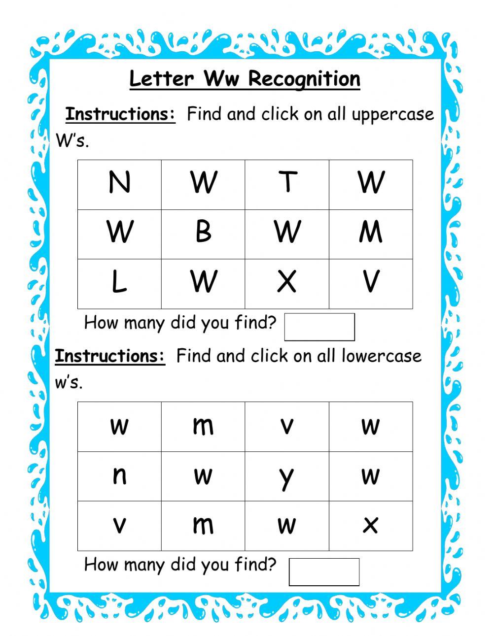 Letter Ww Recognition Letter Ww Recognition