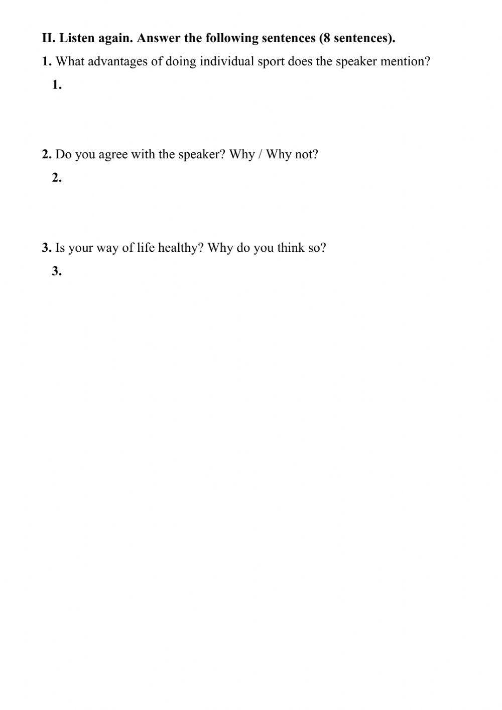 Listening. Sport (On Screen B1+)