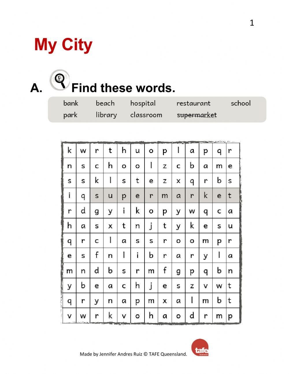 Places Crossword interactive worksheet Live Worksheets