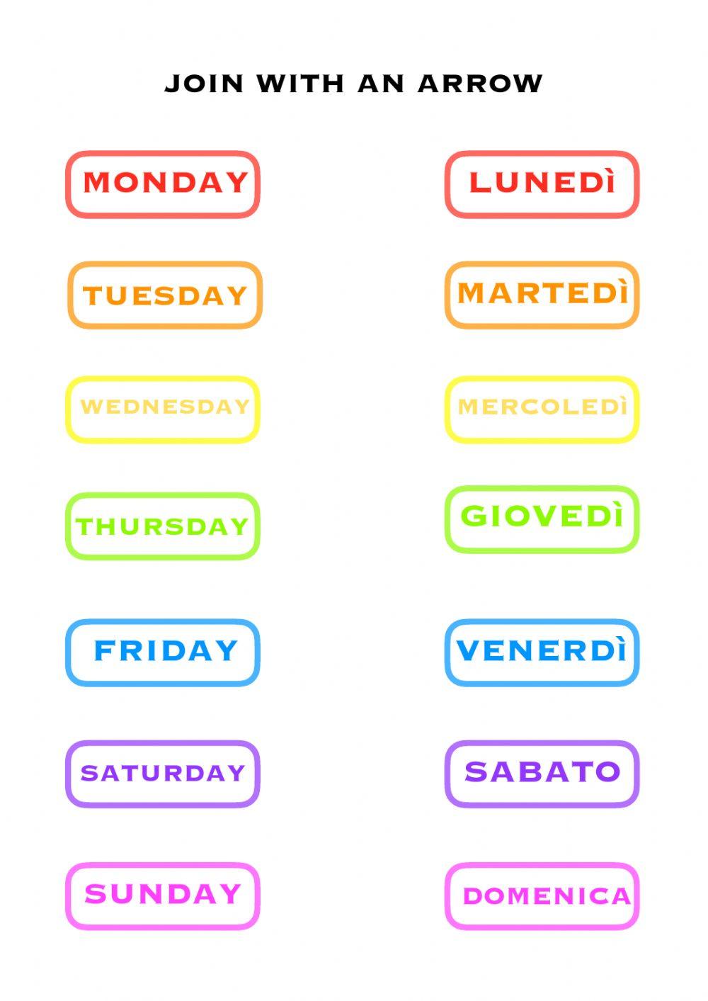 DAYS OF THE WEEK (english-italiano)