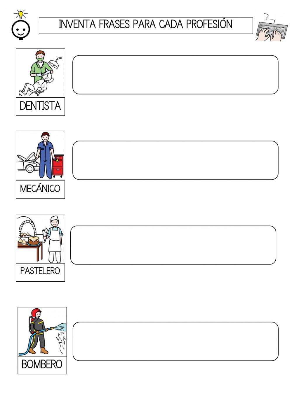 Inventa frases con profesiones