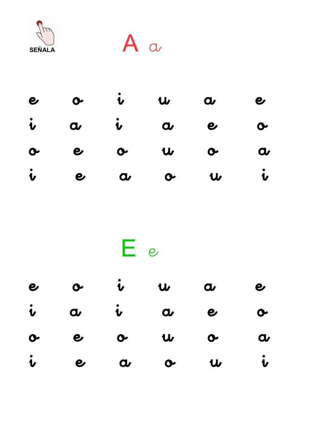 Las vocales en cursiva