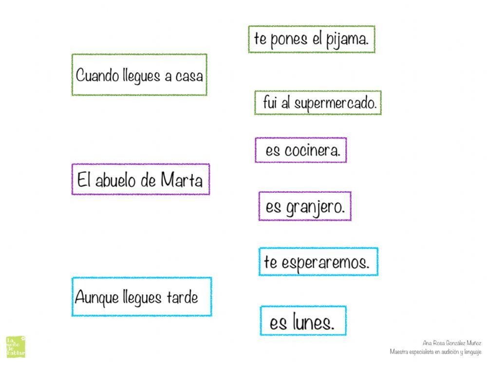 Une las partes de las frases para que tengan sentido