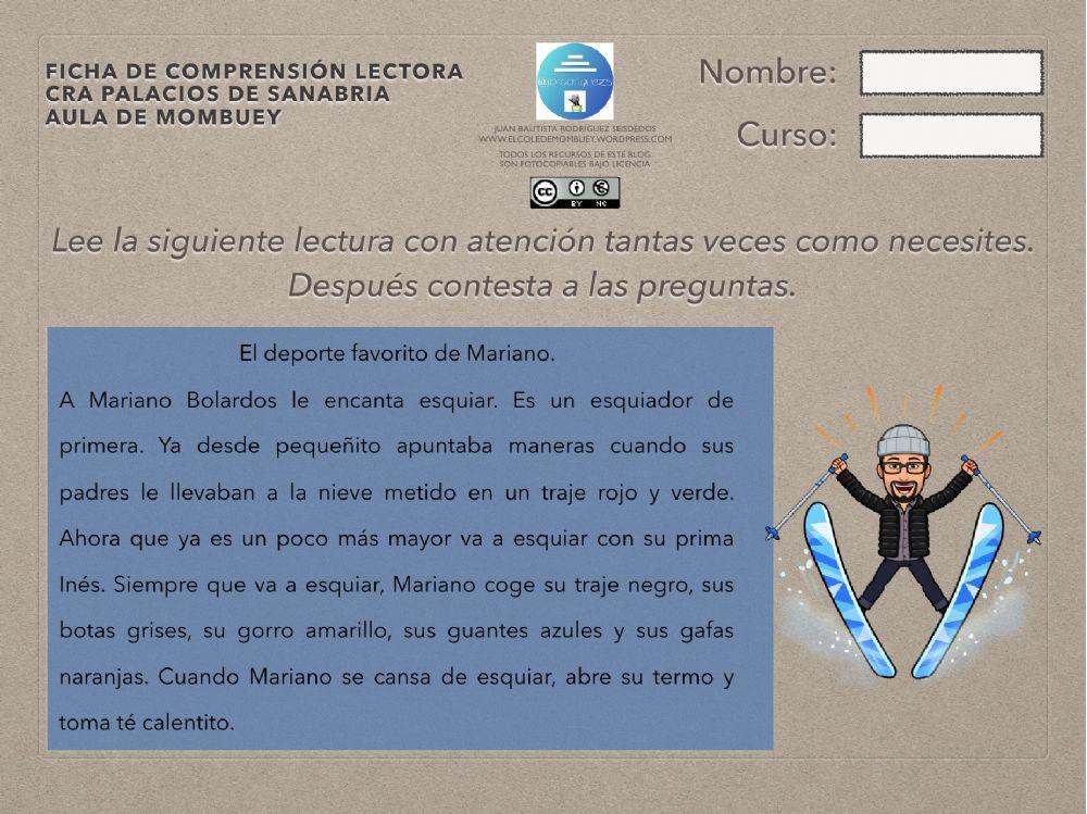 Comprensión lectora 12-5 2º