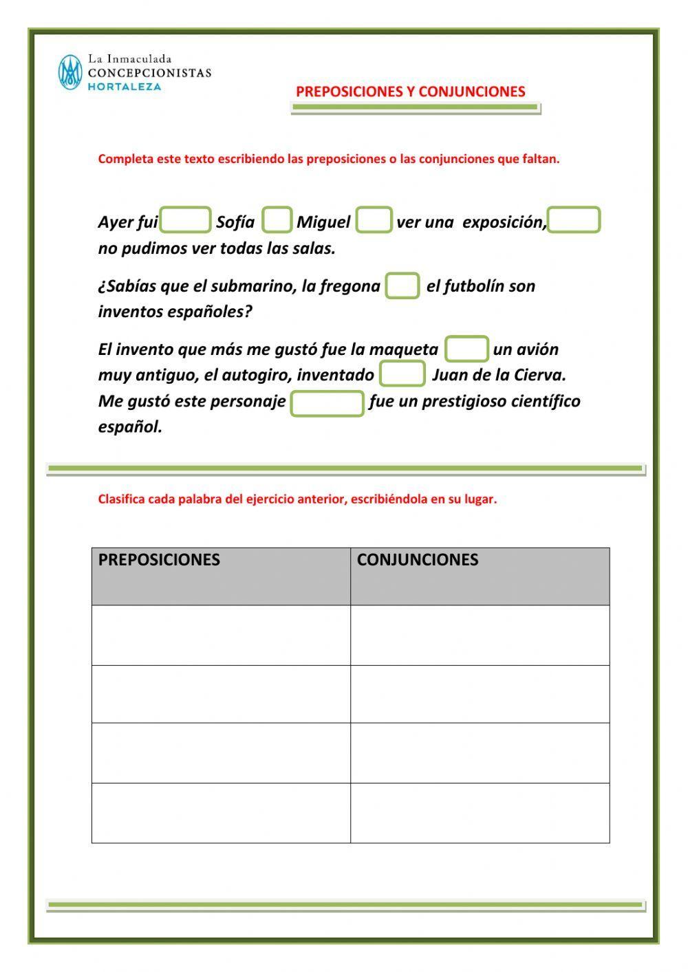 TEMA 11 - Preposiciones y conjunciones TEMA 11 - Preposiciones y conjunciones