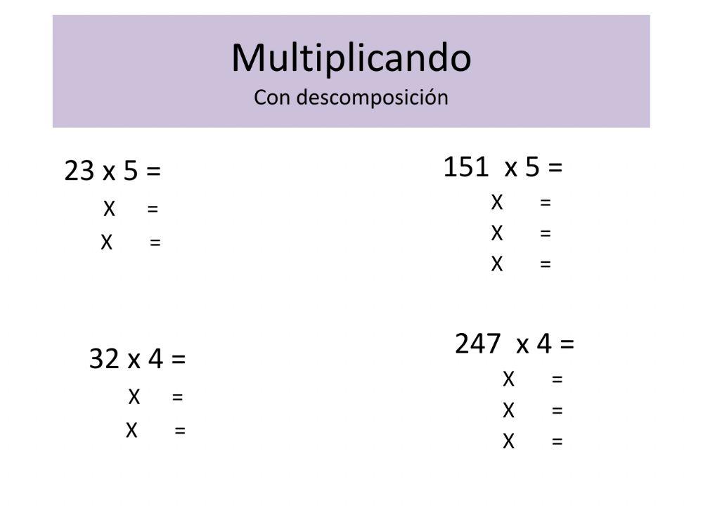 Multiplicación por una cifra descomponiendo